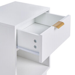 Wyld And Coco Novahome Bedside Table White Mdf Fluted Front 1 Drawer Gold Handle - W40 X D30 X H50Cm - thumbnail 7