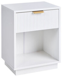 Wyld And Coco Novahome Bedside Table White Mdf Fluted Front 1 Drawer Gold Handle - W40 X D30 X H50Cm - thumbnail 3