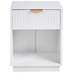 Wyld And Coco Novahome Bedside Table White Mdf Fluted Front 1 Drawer Gold Handle - W40 X D30 X H50Cm - thumbnail 1