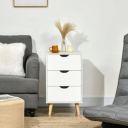 Homcom Chest Of Drawers, 3 Drawer Unit Storage Chest Bedroom, White - thumbnail 7