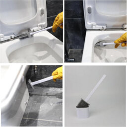 Divchi Toilet Brushes & Holders Bathroom Accessory  Cleaning Products  Silicone  Deep Cleaner  Holder Set (White) - thumbnail 6