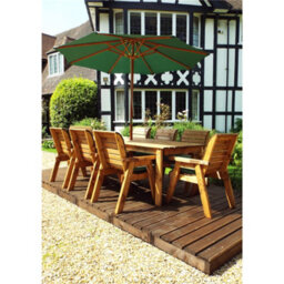 Marlborough Traditional Eight Seater Rectangle Table Set With 8 X Green Chair Cushion, 1 X Green Parasol & Base & 1 X Cushion Storage Bag - thumbnail 1