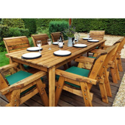 Marlborough Traditional Eight Seater Rectangle Table Set With 8 X Green Chair Cushion, 1 X Green Parasol & Base & 1 X Cushion Storage Bag - thumbnail 3