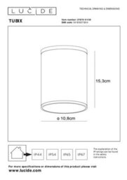 Lucide Tubix Outdoor Flush Ceiling Light Anthracite - thumbnail 5