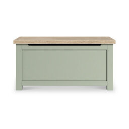 Farro Sage Blanket Box With Washed Oak Top - Fully Assembled - By Roseland Furniture - thumbnail 3