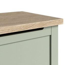 Farro Sage Blanket Box With Washed Oak Top - Fully Assembled - By Roseland Furniture - thumbnail 4
