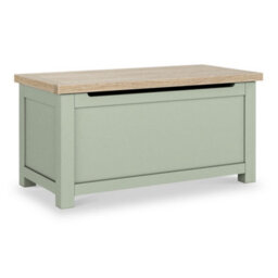 Farro Sage Blanket Box With Washed Oak Top - Fully Assembled - By Roseland Furniture
