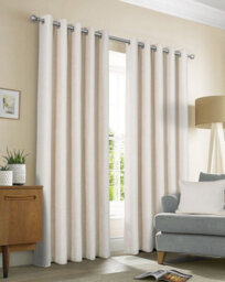 Sundour Amberley - Thermal Interlined Chenille Curtains - Eyelet - 100% Polyester (Natural, Cushion Cover 18'' X 18'' (Single))