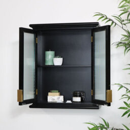 Melody Maison Black Reeded Glass Wall Cabinet - thumbnail 3