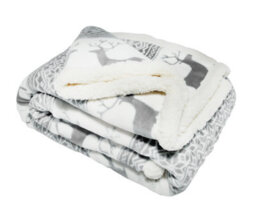 Bellissimo Home Nordic Stag Sherpa Throw Grey. Sherpa Backing Super Soft & Warm - thumbnail 2