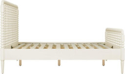 Statement Furniture Cromwell 4Ft6 Wooden Bed Frame With Bobbin Design Headboard And Foot End - Linen - thumbnail 5