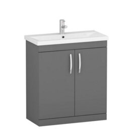 Royal Bathrooms Turin Indigo Grey Gloss 800mm Floor Standing Vanity Unit 2 Door With Mid-Edge Basin Sink - thumbnail 6