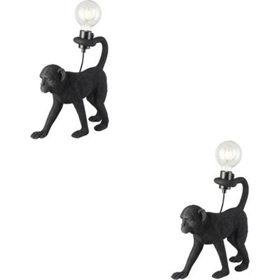 Loops 2 Pack Matt Black Table Lamp - 375mm Tall Light - 10W Led E27 - image 1