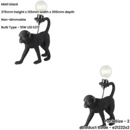 Loops 2 Pack Matt Black Table Lamp - 375mm Tall Light - 10W Led E27 - thumbnail 2