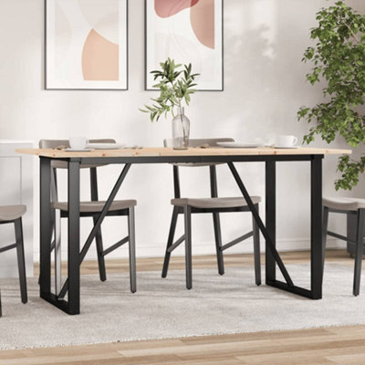 Walplus Dining Table O-Frame 160X80X75 Cm Solid Wood Pine And Steel - image 1