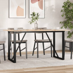 Walplus Dining Table O-Frame 160X80X75 Cm Solid Wood Pine And Steel - thumbnail 1