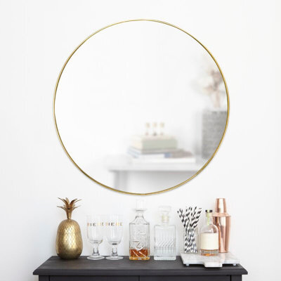 Living And Home Gold Round Wall Mounted Bathroom Framed Mirror 80 Cm - image 1
