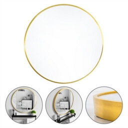 Living And Home Gold Round Wall Mounted Bathroom Framed Mirror 80 Cm - thumbnail 4