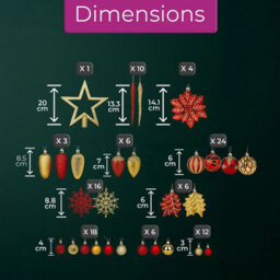 110 Piece Christmas Tree Ornaments Set Shatterproof Baubles Holiday Tree Decorations - thumbnail 2