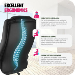 Tectake Luxury Office Chair Made Of Artificial Leather - Desk Chair Computer Chair - Black - thumbnail 5