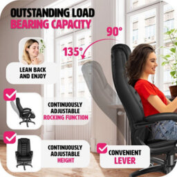 Tectake Luxury Office Chair Made Of Artificial Leather - Desk Chair Computer Chair - Black - thumbnail 4
