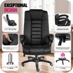 Tectake Luxury Office Chair Made Of Artificial Leather - Desk Chair Computer Chair - Black - thumbnail 7