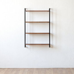 MH London Phantom 4 Tier Wood & Iron Wall Shelf Floating Shelf Wall Mounted Shelf Book Shelves In Walnut - thumbnail 4
