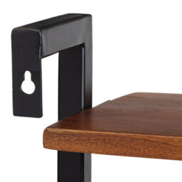 MH London Phantom 4 Tier Wood & Iron Wall Shelf Floating Shelf Wall Mounted Shelf Book Shelves In Walnut - thumbnail 5