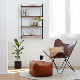 MH London Phantom 4 Tier Wood & Iron Wall Shelf Floating Shelf Wall Mounted Shelf Book Shelves In Walnut - thumbnail 2