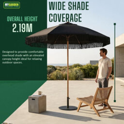 My Garden Outdoor Living Garden Parasol Umbrella 2M Dia Outdoor Sun Umbrella With Tassels Steel Pole Air Vent Patio Umbrella Parasol With Carry Bag - thumbnail 6