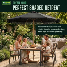 My Garden Outdoor Living Garden Parasol Umbrella 2M Dia Outdoor Sun Umbrella With Tassels Steel Pole Air Vent Patio Umbrella Parasol With Carry Bag - thumbnail 9
