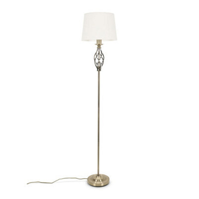 Valuelights Memphis Traditional Antique Brass Twist Floor Lamp With Fabric Lampshade - Bulb Included - image 1
