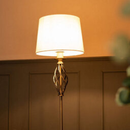 Valuelights Memphis Traditional Antique Brass Twist Floor Lamp With Fabric Lampshade - Bulb Included - thumbnail 5