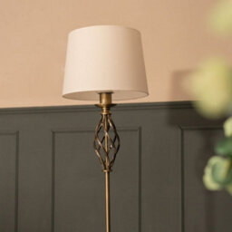 Valuelights Memphis Traditional Antique Brass Twist Floor Lamp With Fabric Lampshade - Bulb Included - thumbnail 3