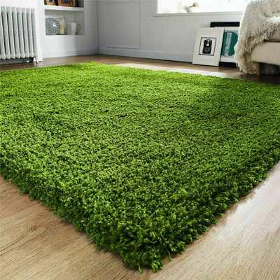 Prime Plus Extra Thick Heavy 5Cm Pile Soft Shaggy Rugs Modern Area Rugs Bedroom Hall Rugs (Green, 120 X 170Cm) - image 1
