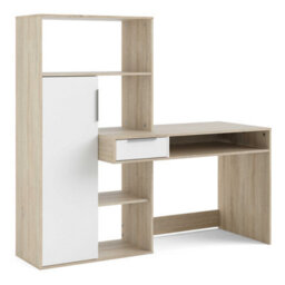 Wyld Haus Billabong L-Shaped Office Desk In White And Oak With 1 Drawer And 1 Door - thumbnail 3
