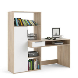 Wyld Haus Billabong L-Shaped Office Desk In White And Oak With 1 Drawer And 1 Door - thumbnail 2