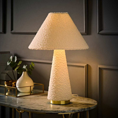 Valuelights Martha Conical Cream Boucle Table Lamp And Bulb - image 1