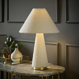 Valuelights Martha Conical Cream Boucle Table Lamp And Bulb - thumbnail 2