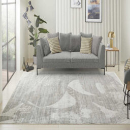 White Grey Wool Luxurious Modern Easy To Clean Abstract Dining Room Bedroom And Living Room Rug -305Cm X 427Cm - thumbnail 1