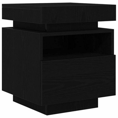 Berkfield Modern Bedside Cabinet With Led Lights Black Oak 40X39X48,5 Cm - image 1