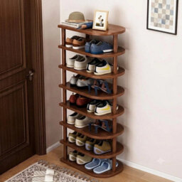 8 Tier Wooden Shoe Rack Home Entryway Vertical Shoe Organizer Holder Shelf - thumbnail 1