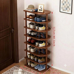 8 Tier Wooden Shoe Rack Home Entryway Vertical Shoe Organizer Holder Shelf - thumbnail 2