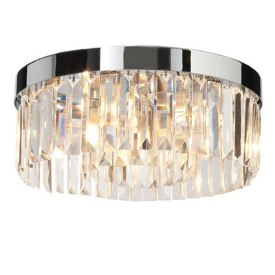Luminosa Lighting Luminosa Bathroom 5 Light Flush Ceiling Light Chrome, Clear Crystal (K9) Glass Detail Ip44