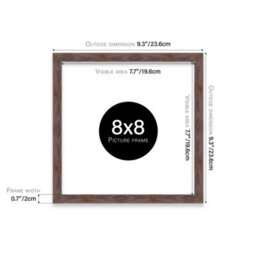 8X8 Walnut Picture Frame (20.3 X 20.3Cm) Poster, Photo, Artwork, Gallery Wall Or Print - thumbnail 3