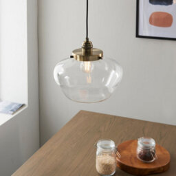 Luminosa Lighting Luminosa Camberley Dome Pendant Ceiling Light Antique Brass Plate, Clear Glass, 1X E27 - thumbnail 5