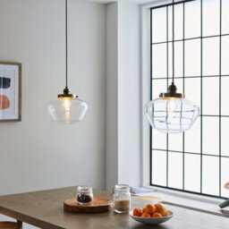 Luminosa Lighting Luminosa Camberley Dome Pendant Ceiling Light Antique Brass Plate, Clear Glass, 1X E27 - thumbnail 3
