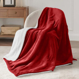 Ameha Sherpa Fleece Throw Blanket Burgundy Soft, Thick & Fluffy Comfort For Sofa, Bed Or Travel, Double Size 150X200Cm - thumbnail 8