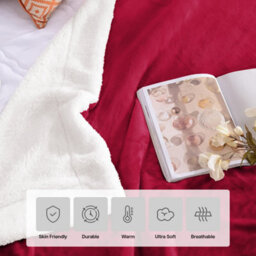 Ameha Sherpa Fleece Throw Blanket Burgundy Soft, Thick & Fluffy Comfort For Sofa, Bed Or Travel, Double Size 150X200Cm - thumbnail 5