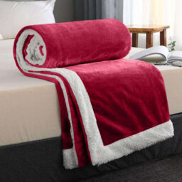 Ameha Sherpa Fleece Throw Blanket Burgundy Soft, Thick & Fluffy Comfort For Sofa, Bed Or Travel, Double Size 150X200Cm - thumbnail 6